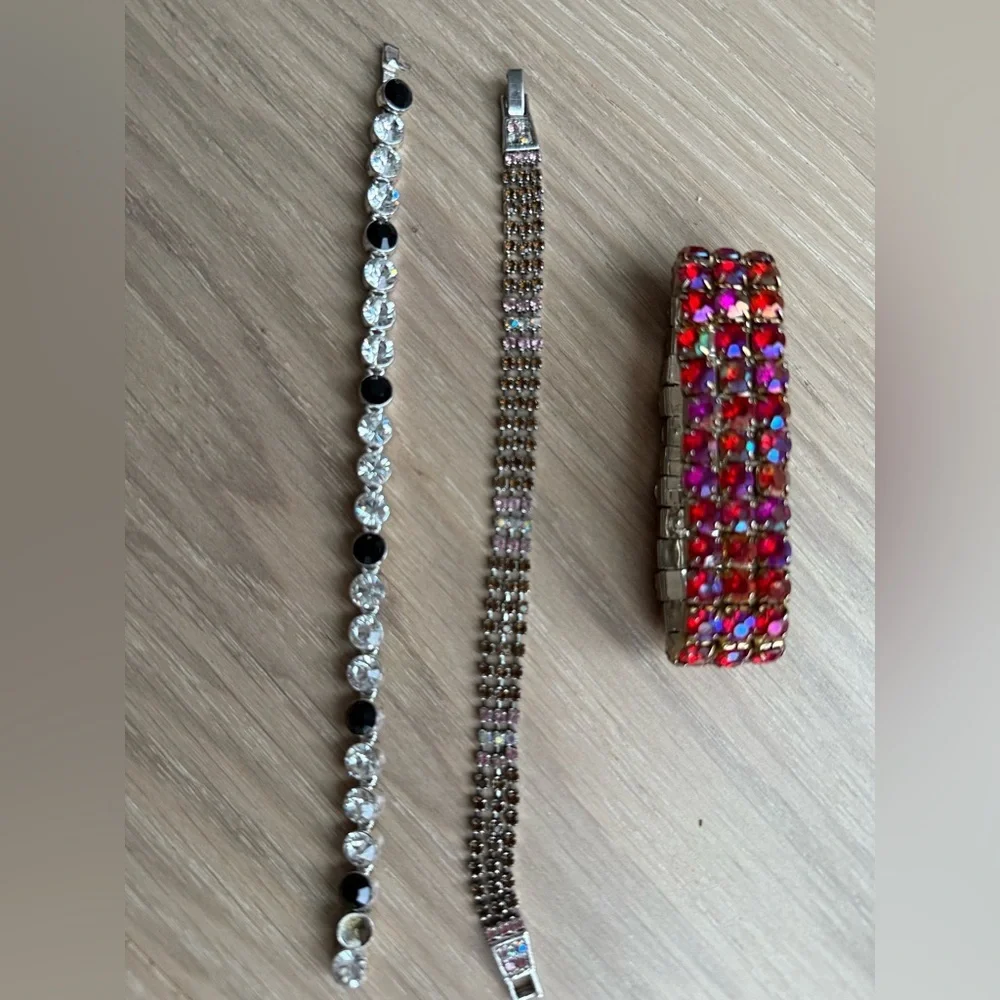Elegant Multicolor Crystal Jewelry Set of 3 bracelets.